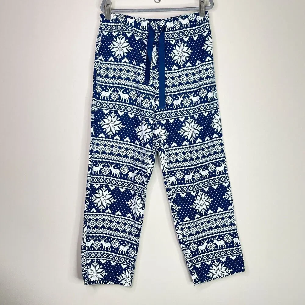 New Magellan Flannel Lounge Moonlight Ocean Fair Isle Pant Women's Size Large